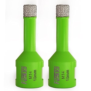 diamond core drill bit2pcs diameter 10mm thread m14vacuum brazed dry wet hole saw for porcelain tilegranitemarbleconcretemasonrybrick