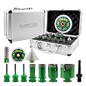 Diamond Core Drill Bits Kit - 6/6/6/20/25/35/50mm+2" Beveling Chamfer Bit+3/4" Finger Milling Bit+SDS Adapter to 58-11" Thread+4.5" Cutting disc for Porcelain Ceramic Tile Granite Marble