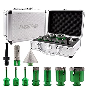 diamond core drill bits kit - 7pcs 66620253550mm1pc 234 beveling chamfer bit1pc 3434 diamond finger milling bitsds adapter to 58-1134 thread for porcelain ceramic tile granite marble