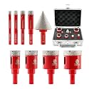 Diamond Core Drill Bits Set - FOCSTOL 9pcs (6/8/10/12/20/25/32/35mm+35mm Beveling Chamfer Bit) Diamond Hole Saw Kit with Round Shank for Porcelain Ceramic Tile Marble Granite