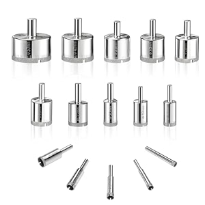 diamond drill bit set - 15-piece tile hole saw cutter kit for porcelain soft glass ceramic and marble