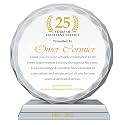 Diamond edge Extra-thick 6” Personalized Appreciation Gift Plaque for Happy Retirement Boss, Employee, Pastor, Pure K9 Crystal Clear Glass Circle Award with custom Name and Company LOGO (S - 6")