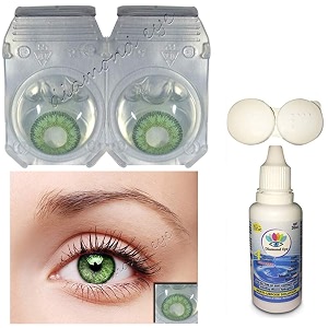 diamond eye color monthly disposable contact lens with lens solution green