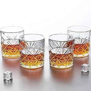 diamond glass set of 12 european crystal whiskey glasses set of 6 pcs- 300 ml bar glass for drinking bourbon whisky scotch cocktails cognac- old fashioned cocktail tumblers
