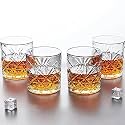Diamond Glass Set of 12 European Crystal Whiskey Glasses Set of 6 pcs- 300 ml Bar Glass for Drinking Bourbon, Whisky, Scotch, Cocktails, Cognac- Old Fashioned Cocktail Tumblers