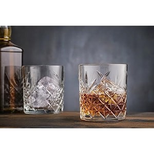 diamond glass set of 4 european crystal whiskey glasses set of 4 pcs- 300 ml bar glass for drinking bourbon whisky scotch cocktails cognac- old fashioned cocktail tumblers