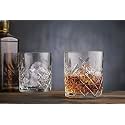 Diamond Glass Set of 4 European Crystal Whiskey Glasses Set of 4 pcs- 300 ml Bar Glass for Drinking Bourbon, Whisky, Scotch, Cocktails, Cognac- Old Fashioned Cocktail Tumblers