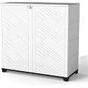 Diamond-Shaped Outdoor Cabinet, White, 34x15x34in - Space-Saving Resin Shed for Balcony Corner &amp; Entrance Organization