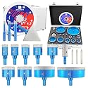 Diamond Tile Hole Saw Kit with Pilot Bit - (6-100mm) Dry Diamond Core Drill Bit Triangle Shank&amp;Tile Blade for Porcelain Tile Ceramic Stone Granite Marble