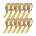 12 Rolls Colored Masking Tape 0.6in x 15yd, Light Brown for Crafts Labels