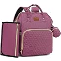 ROSEGIN Diaper Bag Backpack with Changing Pad, Pacifier Case, Baby Bag for Boy Girl Toddler - Large, Stylish, Waterproof Travel Quilted Diaper Bag for Mom - Baby Shower - Purple
