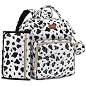 ROSEGIN Diaper Bag Backpack with Changing Pad, Pacifier Case, Baby Bag for Boy Girl Toddler - Large, Stylish, Waterproof Travel Quilted Diaper Bag for Mom - Baby Shower Registry - Cow