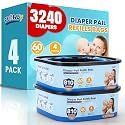 Diaper Pail Refill Bags,7-Layer Odor Prevention Technology,Thickened Design - Hold up to 810 Newborn-Sized Diaper Pail Bags- Pack of 4