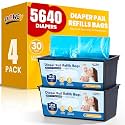 FURWEY Diaper Pail Refill Bags, 4-Pack (120 Bags), 30 Bags Per Refill