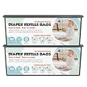Diaper Pail Refills Bags with 30 Bags Compatible with Genie Easy Roll Signature and Platinum Diaper Pails, 7-Layer Odor-Barrier Technology, 2 Pack (60 Bags)