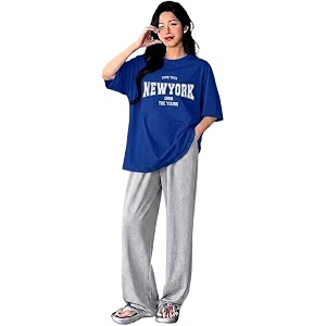 diaz women co-ord set for girls  stylish two piece dress with oversize tshirt amp high waist joggertrendy cotton blend track suit set for women  casualtravel amp lounge wear outfits