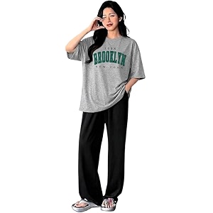 diaz women co-ord set for girls  stylish two piece dress with oversize tshirt amp high waist joggertrendy cotton blend track suit set for women  casualtravel amp lounge wear outfits