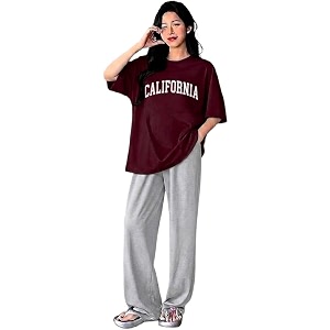 diaz women co-ord set for girls  stylish two piece dress with oversize tshirt amp high waist joggertrendy cotton blend track suit set for women  casualtravel amp lounge wear outfits