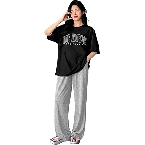 diaz women co-ord set for girls  stylish two piece dress with oversize tshirt amp high waist joggertrendy cotton blend track suit set for women  casualtravel amp lounge wear outfits