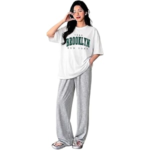 diaz women co-ord set for girls  stylish two piece dress with oversize tshirt amp high waist joggertrendy cotton blend track suit set for women  casualtravel amp lounge wear outfits