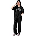 DIAZ Women Co-ord Set for Girls | Stylish Two Piece Dress with Oversize Tshirt &amp; High Waist Jogger|Trendy Cotton Blend Track Suit Set for Women | Casual/Travel &amp; Lounge Wear Outfits