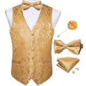DiBanGu Mens Paisley Suit Vest Bowtie Formal/Casual Dress Waistcoat