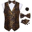 DiBanGu Mens Paisley Suit Vest Bowtie Formal/Casual Dress Waistcoat