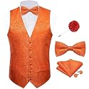 DiBanGu Mens Paisley Suit Vest Bowtie Formal/Casual Dress Waistcoat