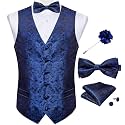 DiBanGu Mens Paisley Suit Vest Bowtie Formal/Casual Dress Waistcoat