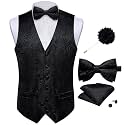 DiBanGu Mens Paisley Suit Vest Bowtie Formal/Casual Dress Waistcoat