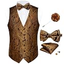 DiBanGu Mens Paisley Suit Vest Bowtie Formal/Casual Dress Waistcoat