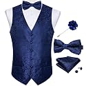 DiBanGu Mens Paisley Suit Vest Bowtie Formal/Casual Dress Waistcoat