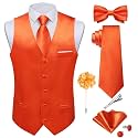 DiBanGu Mens Satin Suit Vest and Tie Set 8PCS Solid Waistcoat and Bowtie with Lapel Pin for Tuxedo Dress Vest Wedding Formal