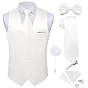DiBanGu Mens Satin Suit Vest and Tie Set 8PCS Solid Waistcoat and Bowtie with Lapel Pin for Tuxedo Dress Vest Wedding Formal