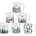 Didaey 6 Pcs Christmas Tree Mugs Winter Reindeer and Pine Tree Ceramic Cup