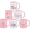 Didaey 6 Pcs Pink Christmas Mugs 12 oz Nutcracker Ceramic Coffee Cup Gifts