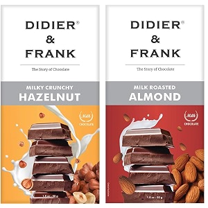 didier amp frank crunchy hazelnut milk chocolate 50g amp roasted almond milk chocolate 50g gift pack keto