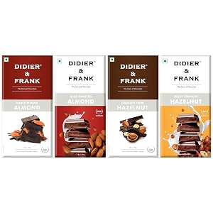 didier amp frank nutty chocolate combo  almond dark almond milk hazelnut dark hazelnut milk 4 x 50g gift pack keto