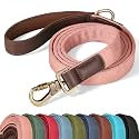 Didog PU Leather Dog Leash for Large Dogs, 6ft Soft Padded Handle, Pink