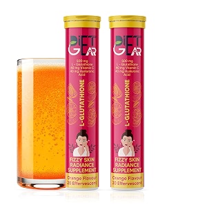 500 mg l glutathione with hyaluronic acid vitamin c amp vitamin e for brighter youthful skin lightening glow radiance pigmentation  20 x 2 orange flavour antioxidant effervescent tablets