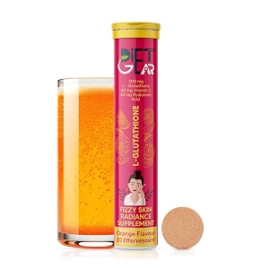 500 mg l glutathione with hyaluronic acid vitamin c amp vitamin e for brighter youthful skin lightening glow radiance pigmentation  20 orange flavour antioxidant effervescent tablets