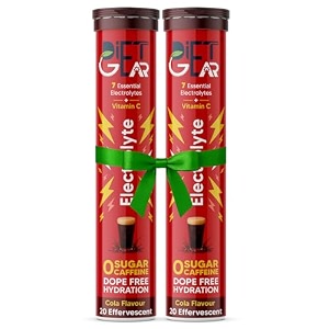 smart pack of 2  diet gear 0 sugar 0 caffeine electrolyte drink mix  cola  10l40 glasses of 7 clean electrolytes  instant daily hydration for gym heat amp hustle  no bs no maltodextrin no sucralose no artificial sweeteners  made for india