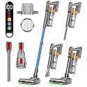 DIFFULL Cordless Vacuum Cleaner, 600W 50KPA 65Mins Vacuum Cleaners, Stick Vacuum with 1.8L Cup, 8-Stage Filter System, Anti-Tangle, Green Light for Pet Hair Carpet Hard Floor(Blue)