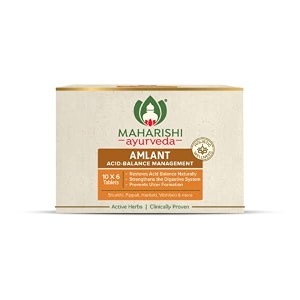 maharishi ayurveda amlant for heartburn gas amp bloating strengthens digestive system helps in reducing recurrence quick relief from clinically proven enriched with haritaki and other 14 other potent herbs 60 tablets pack of 1