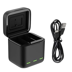 digiclicks battery charger 3-channel usb battery quick charger with type-c cord compatible with 109 camera black only charger - black