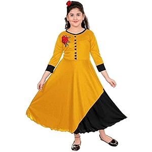 DIGIMART Girls Fancy Dress Frock Yellow