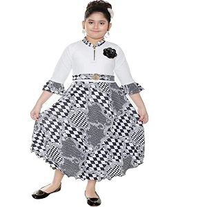 DIGIMART Girls Long Length Gown Dress White