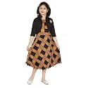 DIGIMART Girls39 Knee Length Yellow Checks FrockBlack