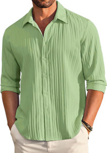 DIGIMI Men Solid Casual Light Green Shirt