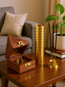 DigiRake Dhoop + Agarbatti Stand (Gold Colour) Combo, Sambrani Holder, SS Agarbatti Stand Wooden, Stainless Steel Incense Holder Set